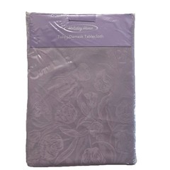 Lavender Holiday Home Tulips Damask Tablecloth Oblong 52in x 70 in