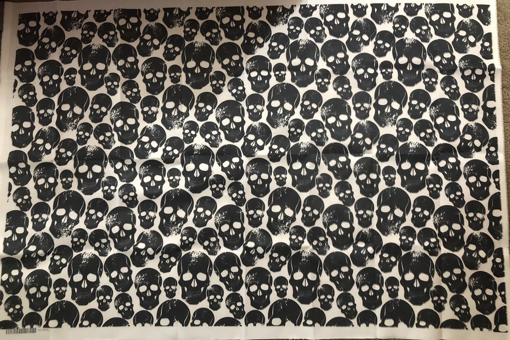 Skull Fabric 60×40” Ambesonne Black & White Water Resistant