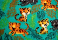 BTY NEW BABY GOLD & GREY BENGAL TIGER JUNGLE CATS FLEECE FABRIC 1 YD 60×36″