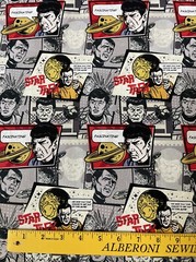 STAR TREK Spock KIRK Sulu CHEKOV Camelot Cotton Fabric Comic Quote Graphic BTY