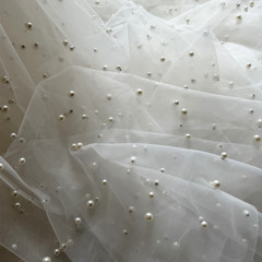 DIY Princess Dress Beaded Mesh Lace Fabric Evening Wedding Dress Sheer Curtain