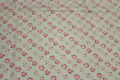 1930s reproduction fabric cotton quilt Teal w/ pink mauve flowers 43″x1/2 yd