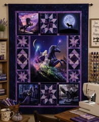 Clothworks Unicorn Magic Cotton Quilt Fabric Panel 24″ x 44″