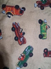 VINTAGE 4yd x 44″ 100% COTTON LIGHTLY BRUSHED RACE CARS QUILTING FABRIC