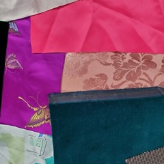 Crazy Quilt Fabric Scrap Lot 13 Ounces Satin Velvet Brocade