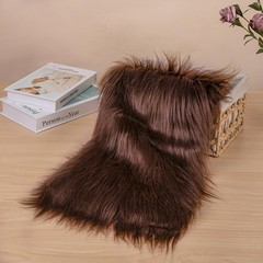 Qidkeo Brown Faux Fur Fabric for Crafts Squares Furry 10 x 10 inches,