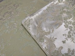 Vtg Brocade Damask Fabric Jacquard 1 Yd 30″ x 58″ Sage Green Silver Floral MCM