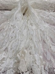 Off White Guipure Venice Medium to Heavy Weight Lace Fabric by the Yard Floral