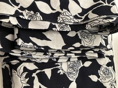 High Quality Cotton Poplin Fabric Designed in Japan Dark Navy White Roses 6 Yard