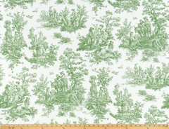 3″ x 6″ Fabric Sample ~ 100% Cotton Colonial Toile – Green / White