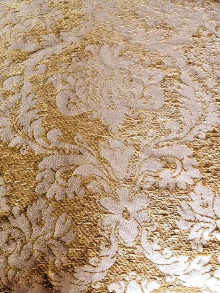Tone on Tone Gold Chenille Heavy Darker Gold Chenille/Butter Gold Pattern BTYard