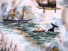 Exciting Vintage Sailing Ship Scenes Quality Cotton 2.33 yds 35″ Wide