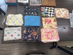 4lb 6oz Lot pre cut 9 x 6 inch squares fabric quilting scrap nfl nascar flowers