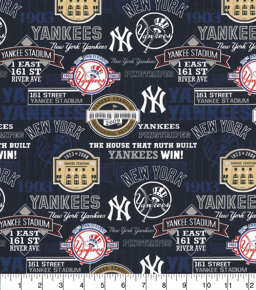 NEW YORK NY YANKEES STADIUM COTTON FABRIC FQ 18″x22″