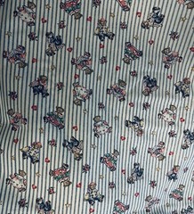 VTG Beloved Bears Marcus Bros Textiles Twill Faux Ticking w/ Tossed Bears BTHY