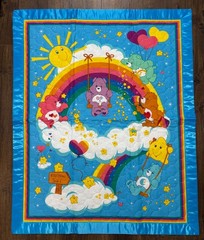 Care Bear Double Sided Quilted Fabric Rainbow Trail Blanket Wallhanging Blue