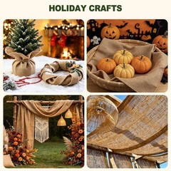 Natural Burlap Fabric Roll 19.7 Inches x 6.5 Ft Jute Cloth For Crafts Plant Wrap
