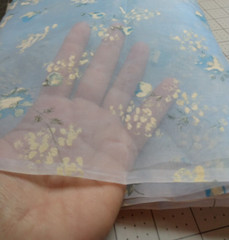Vintage Blue Sheer Flocked Fabric Floral 3+ Yards x 47″ Wide