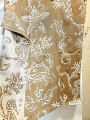 Sea Star Crab Coral Designer Upholstery Fabric Reversible 2-Side Brown Brige 27″