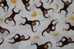 1 YARD SEVENBERRY MONKEY COTTON FABRIC~BANANAS~BROWN~45″WIDE~WHITE BACKGROUND