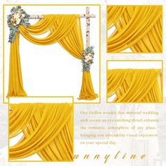 2 Panels 20Ft Length 28 Inch Width Wedding Arch Draping Fabric Gold Chiffon