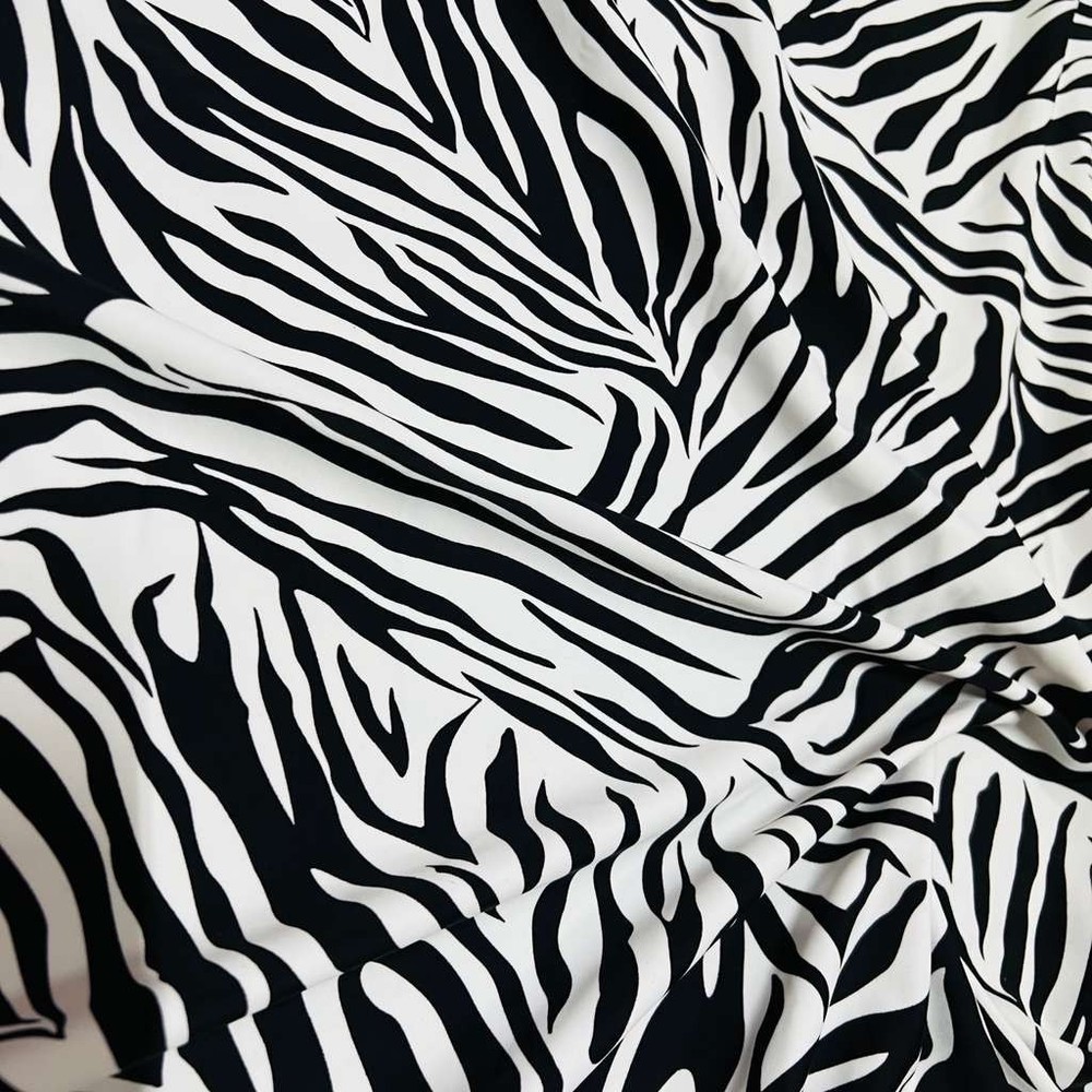 Black & White Animal Print Zebra Stretch Spandex Fabric 60″ by Yard for Swimwear