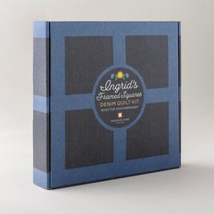 Indigo Washed Denim Quilting Kit | 10” Quilting Fabric Squares, 6.5 oz Yardag…