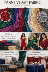 Sedona Designz 100% Panne Velvet Velour Fabric by the Yard – Soft