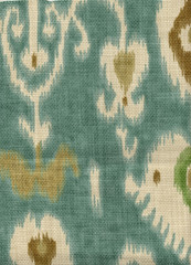 2.25 Yds Portfolio Fabric Aqua Brown Gold Ikat Basketweave Drapery Upholstery