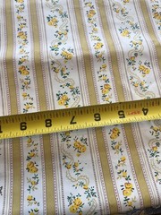 Vintage floral Yellow Striped Fabric 2-3 Yards