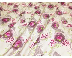 100% Mulberry Silk 16 Momme Charmeuse Fabric Rose Floral 44″ wide 1 meter XL049