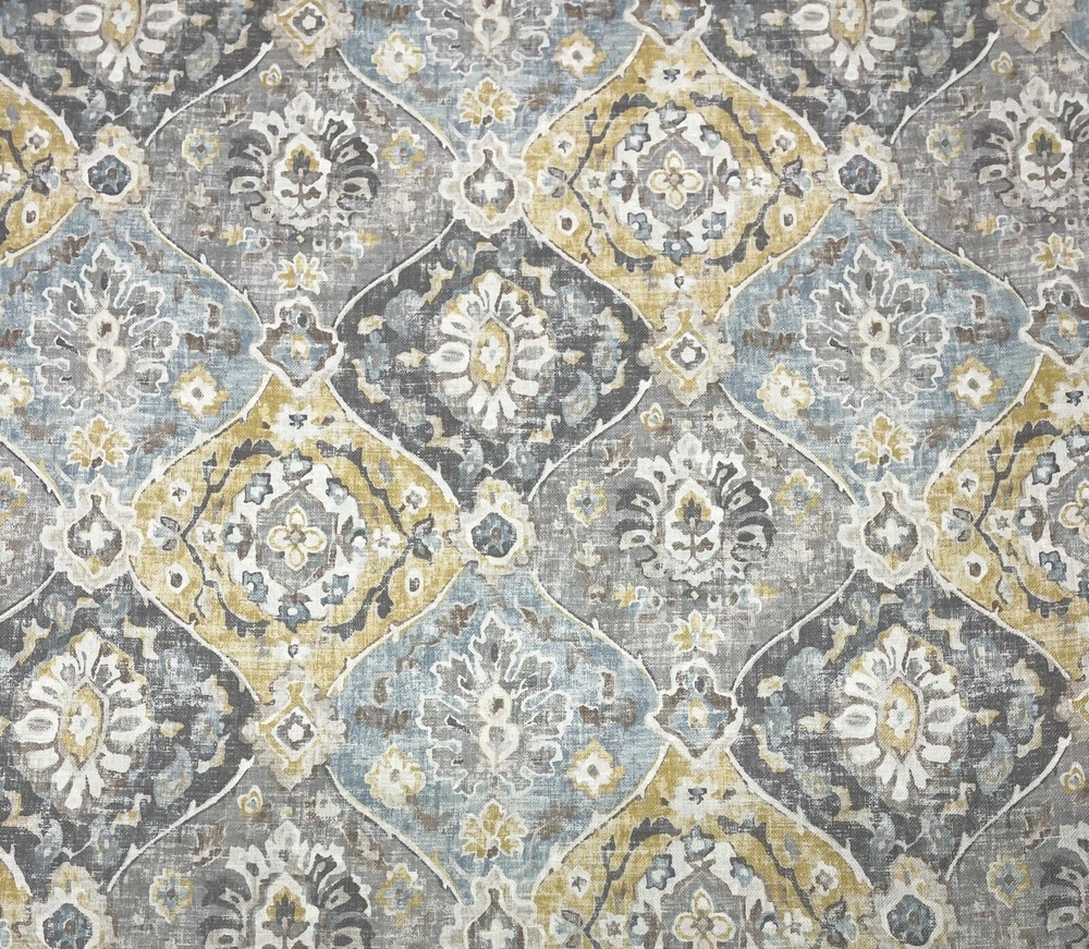 COVINGTON HATHAWAY FOG BLUE GOLD DAMASK MULTIPURPOSE FABRIC BY YARD 54″W