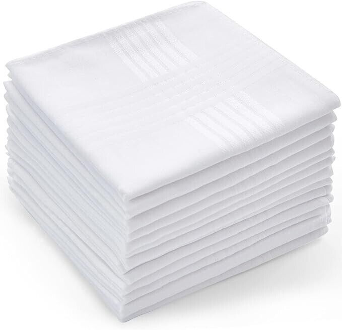 Men White Handkerchiefs 45cm 100% Cotton Hanky Hankies – 1p 2p 10p 40p 100p 200p