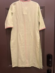 Aurelia Kurta Lime Green Striped Multi Colored Dobby Fabric Small Made In India