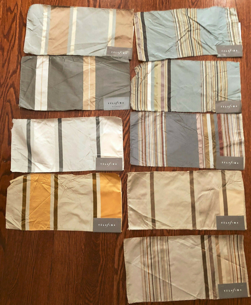 TELAFINA 9 pcs Striped Silk 8 x 17″ Fabric Samples