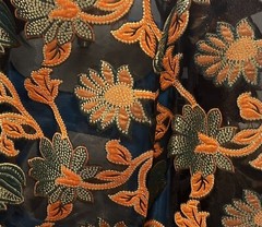 ORANGE GOLD BLACK Metallic Brocade ORGANZA Fabric 58” Width Sold By The Yard
