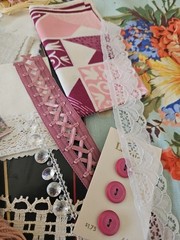 Slow Stitch Junk Journal Kit 32 Pieces Fabric, Lace, Appliques,Doily,Buttons Etc