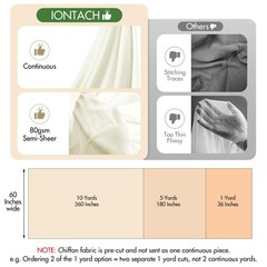 Chiffon Fabric PreCut Sheer Wedding Arch Draping Ivory 60 Inch x 5 Yards