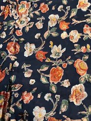 Italian designer Chiffon Velvet Burnout Dark navy blue base with copper shades