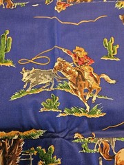 2 Yds Cowboy Fabric Cranston Print Works Company Cotton 45″ X 2 Yds