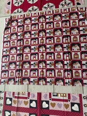 VTG Country Classic Simple Traditions Ameritex Fabric Houses Hearts Folk Art 3YD