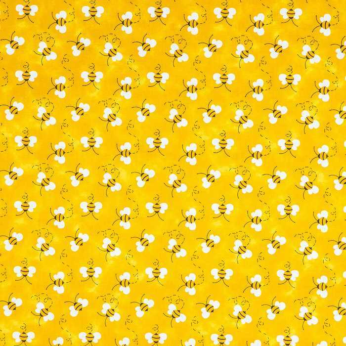 Bees Yellow Fabric Bumble Bee Honey Bees Summer Insect Cotton Fabric w8/31