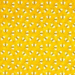 Bees Yellow Fabric Bumble Bee Honey Bees Summer Insect Cotton Fabric w8/31