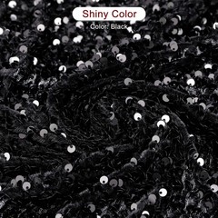 Sequin Fabric Black, 5 Yards Length 3.9 Feet Wide Velvet Fabric for Craft