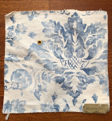 BEACON HILL Frieze Damask French Blue 16 1/2 x 17″ Cotton Fabric Sample
