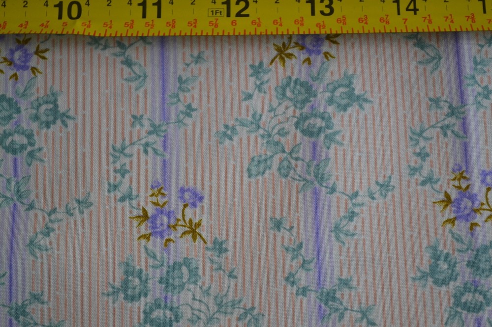 By 1/2 Yd, Lavender, Teal & Peach Pastel Floral Quilt Cotton, RJR/”Hatbox”,B1139