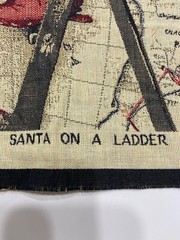Unfinished Tapestry Fabric Throw Pillow Panel Santa Mapping Trip Norman Rockwell