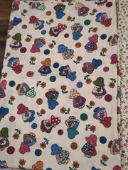 Lot of Fabric, sewing, floral, dolls with bonnets, floral motif, buttons, 12oz