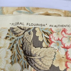 Waverly Floral Flourish Decorator Fabric Gray Coral Aqua Floral 54 x 36″
