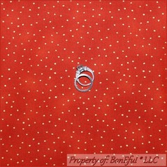 BonEful Fabric FQ Cotton Quilt VTG Rust Red Gold Metallic Dot Small Holiday Xmas